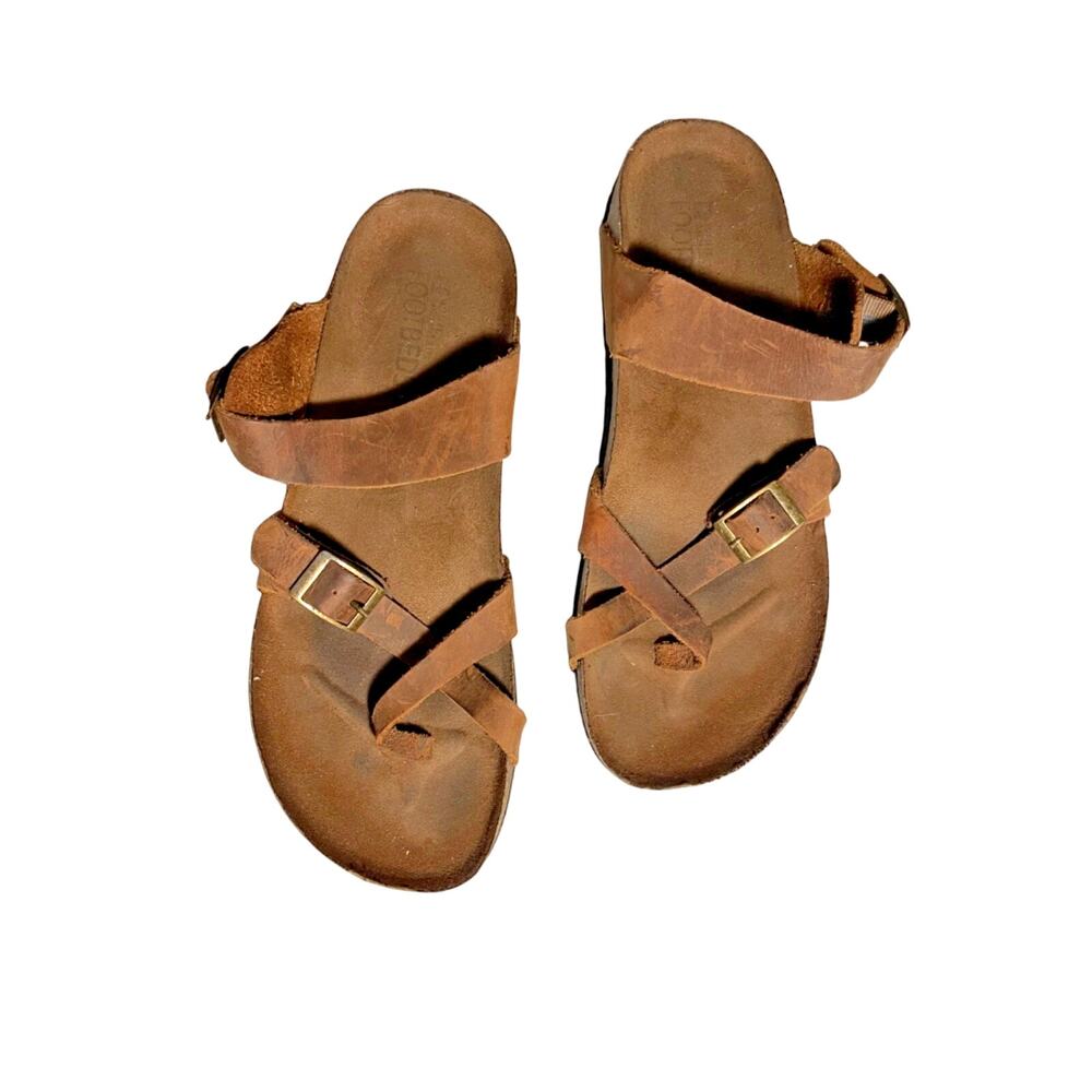 White Mountain Gracie Brown Leather Footbeds Buckles Sandals Women's Size 11M